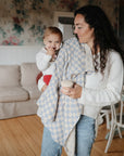Organic Cotton Muslin Swaddle Blanket | Blue Check