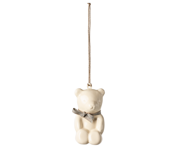 Maileg Teddy Bear Ornament | Off White & Blue - product shot