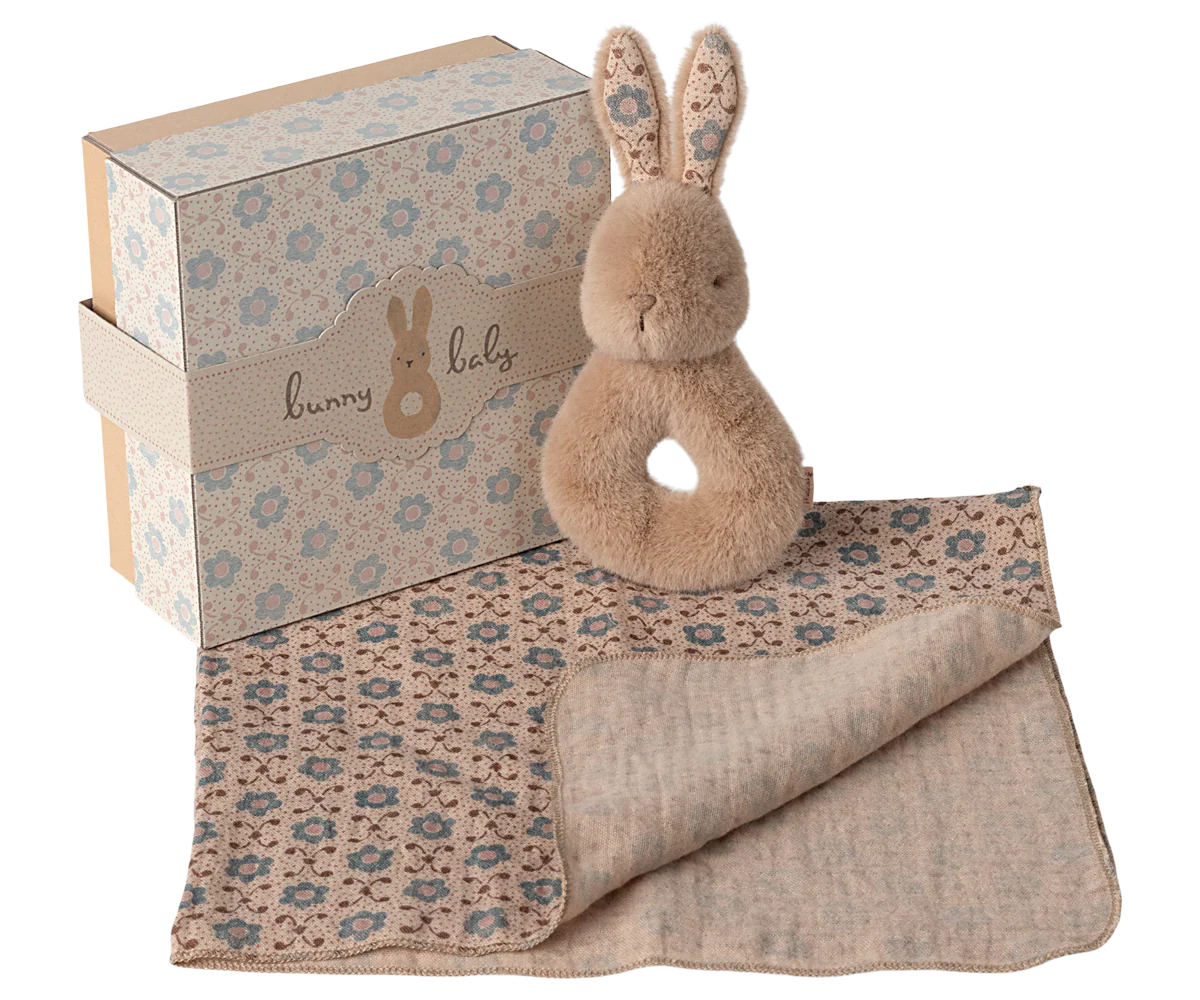 Maileg Rabbit Rattle Set | Cream Peach