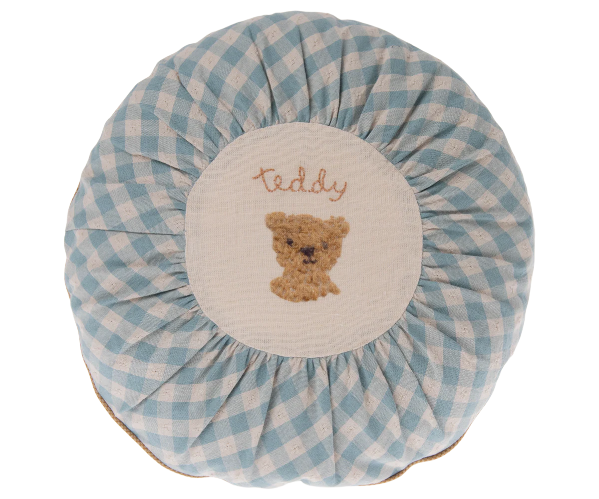 Maileg Round Cushion, Small | Teddy, Checked
