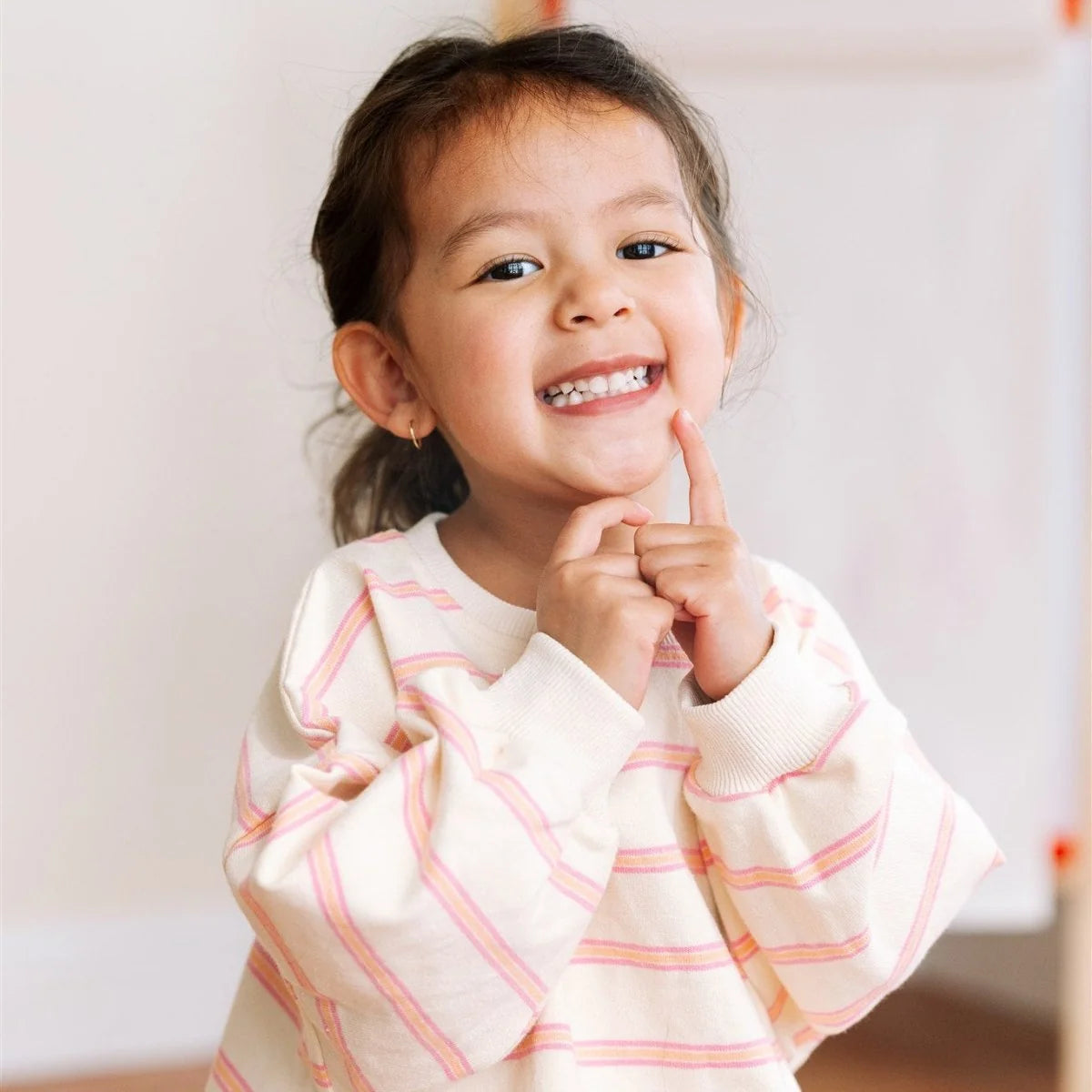 Roobear Striped Crewneck | Ballet Pink & Yellow