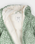 Floral Print on Sage Green Hooded Baby Snowsuit