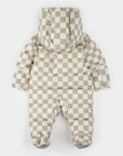 Crème Checkerboard Hooded Baby Snowsuit
