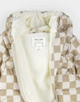 Crème Checkerboard Hooded Baby Snowsuit