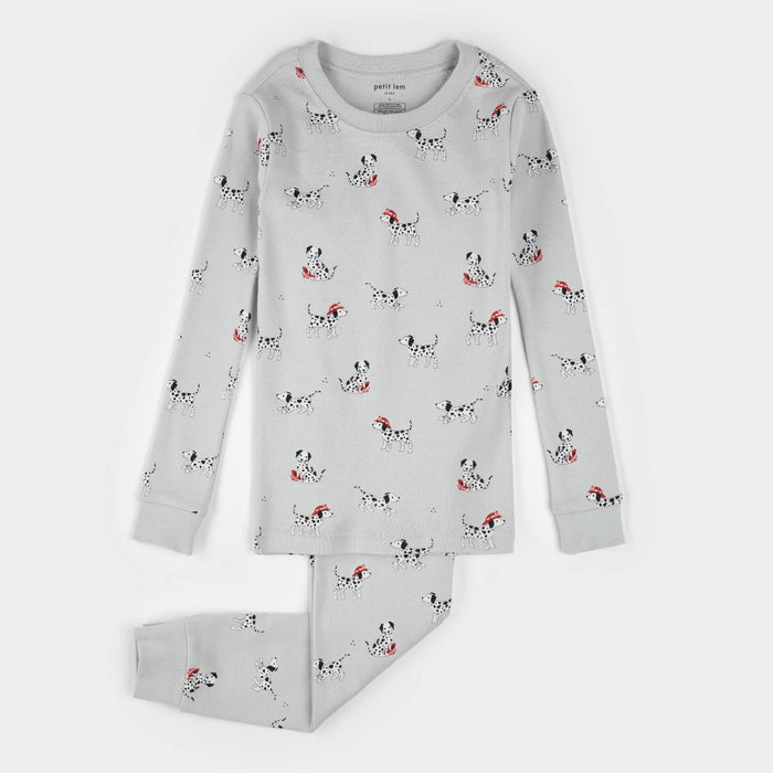 Petit Lem Firefighter Dalmatian Print on Light Grey PJ Set
