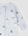 Snowman Print on Light Heather Grey Sleeper