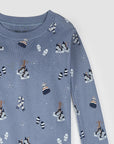 Cozy Winter Accessories Print on Blue PJ Set