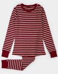 Scarlet Red Striped Thermal Women's PJ Set
