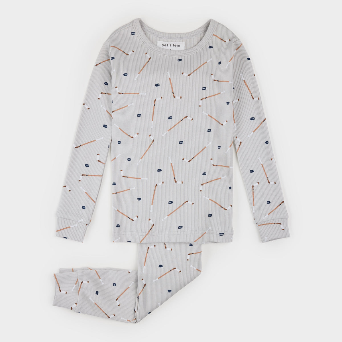 Petit Lem Slapstick Print on Ribbed Lunar Rock PJ Set