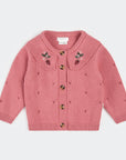 Berry Pointelle Knit Cardigan