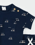 Golf Cart Print on Blue Short Set