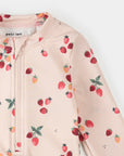Strawberries on Light Pink Long-Sleeve One-Piece Swimsuit