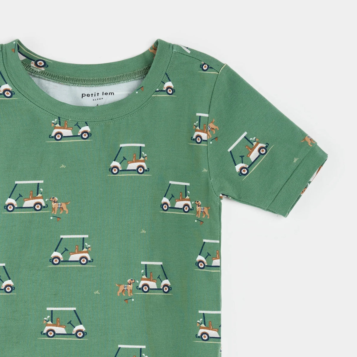 Petit Lem Golf Carts Print on Spruce PJ Set