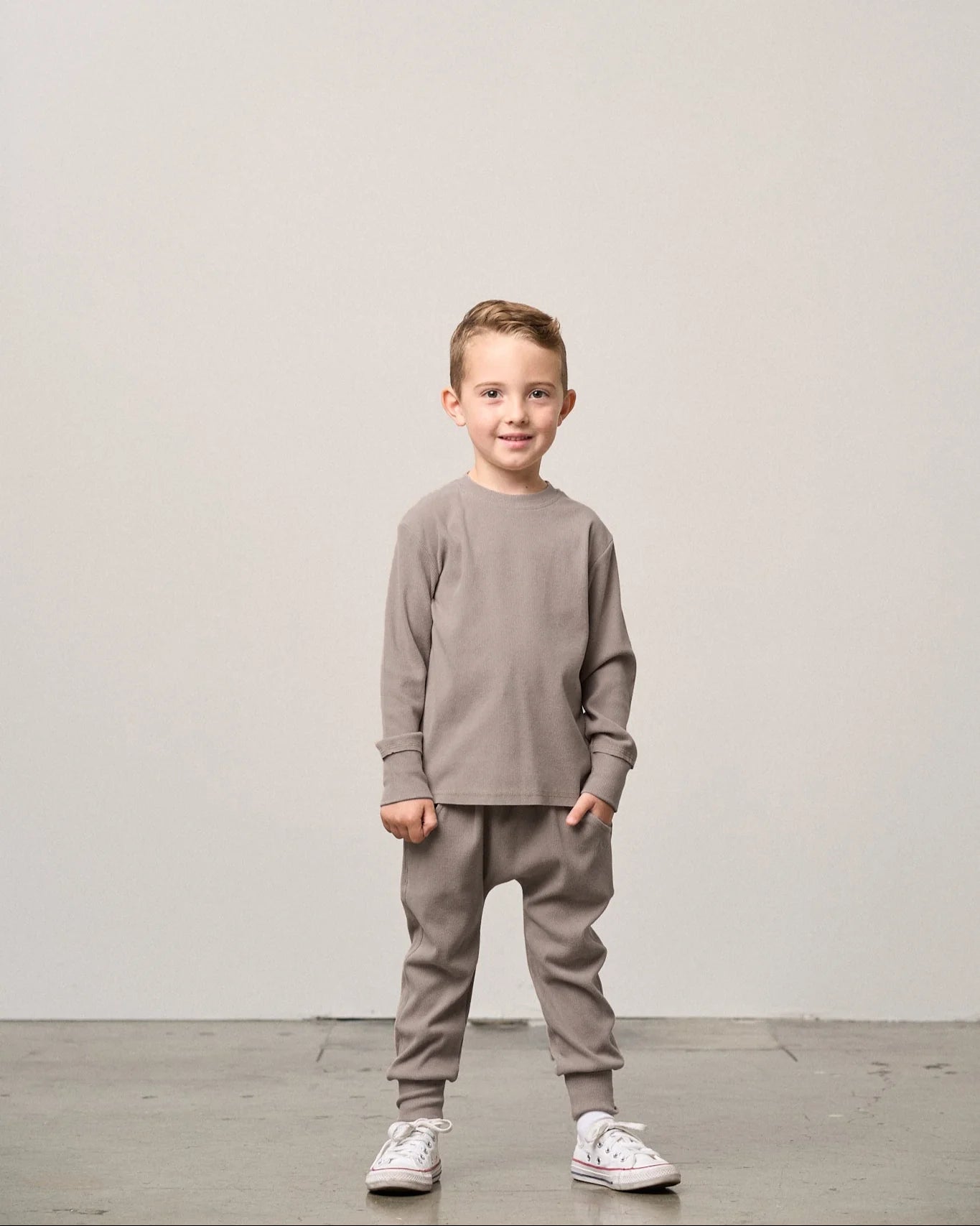 Long Sleeve Ribbed Tee | Mushroom