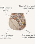 Muslin Burp Cloth Organic Cotton 2-Pack | Pastel Blooms/Fog