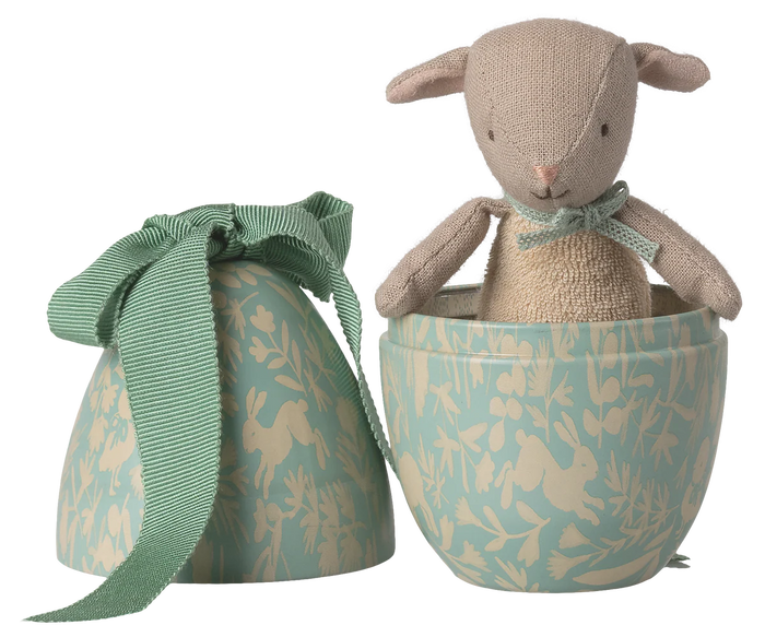 Maileg Small Easter Egg with Micro Lamb | Dusty Mint