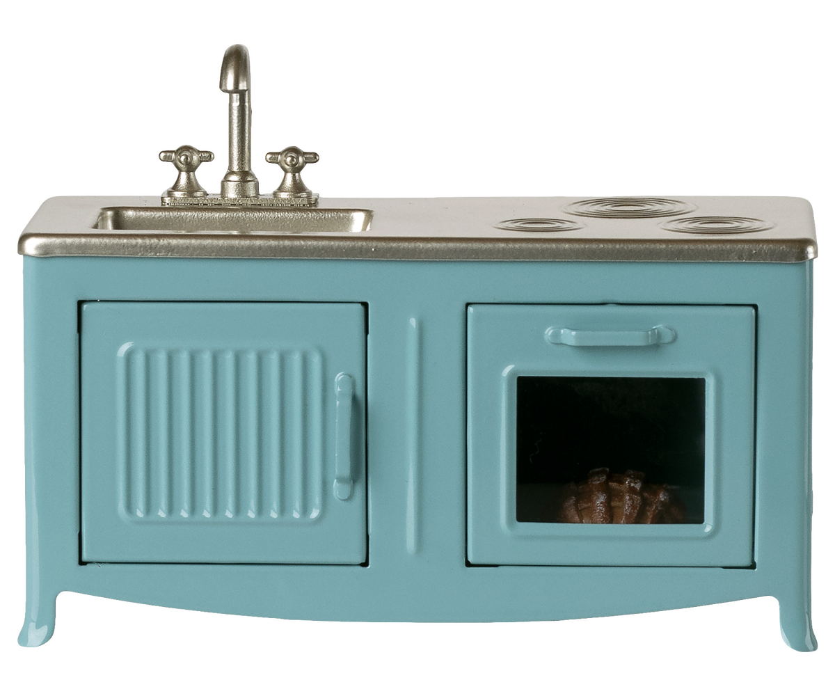 Maileg Kitchen, Blue | Mouse, front view