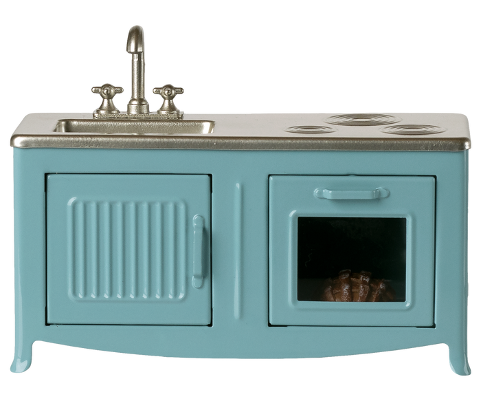 Maileg Kitchen, Blue | Mouse, front view