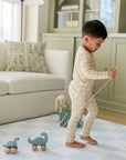 Padded Play Mat | Blue Checker & Sage Stripe