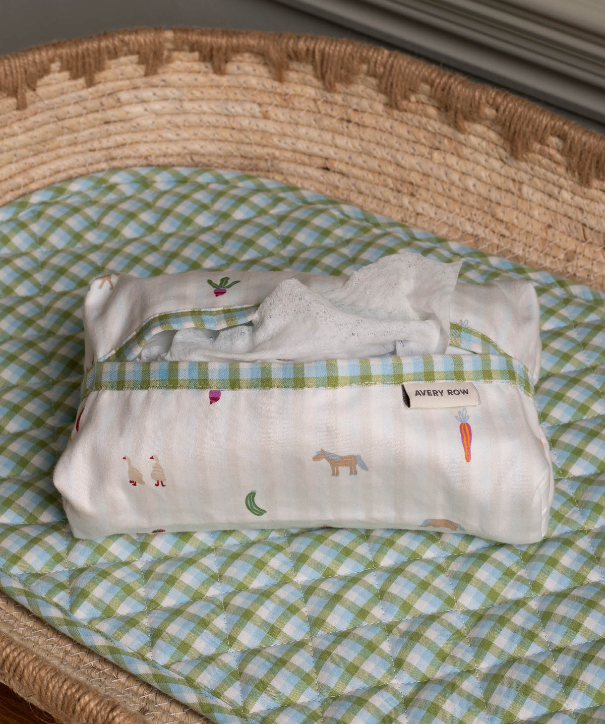 Avery Row wipe cover in the Little Farm print, image 2