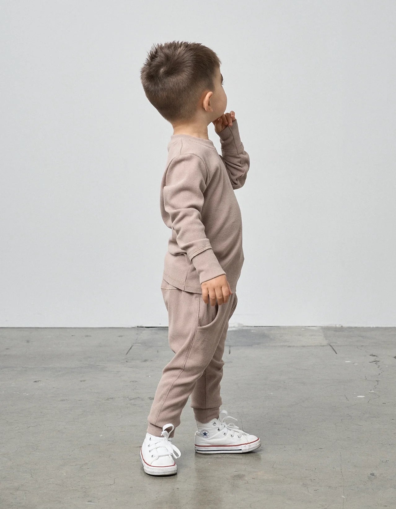 Long Sleeve Ribbed Tee | Mushroom