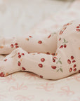 Strawberry Print on Soft Pink Ribbed Sleeper