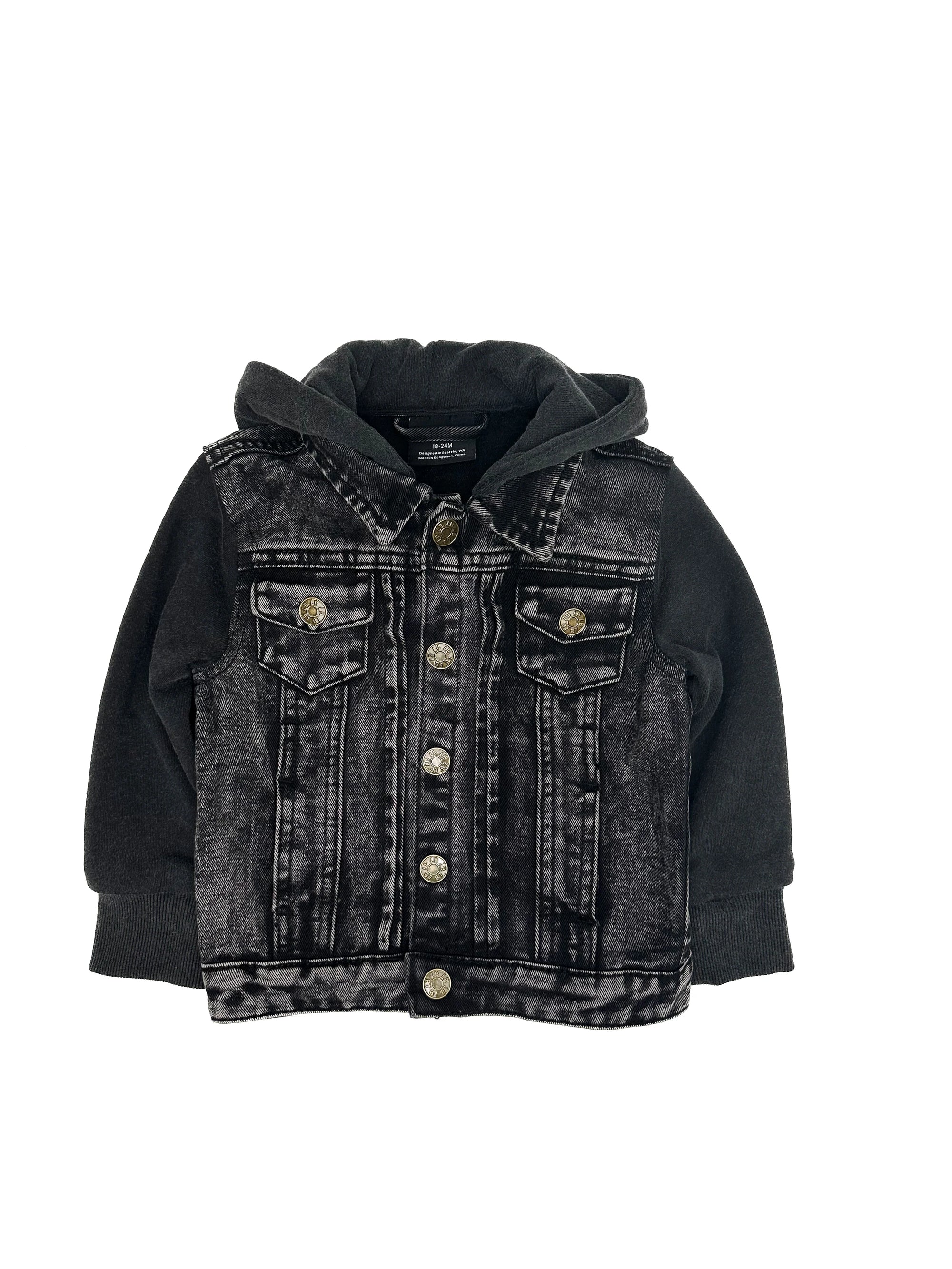 Washed Denim Jacket | Black