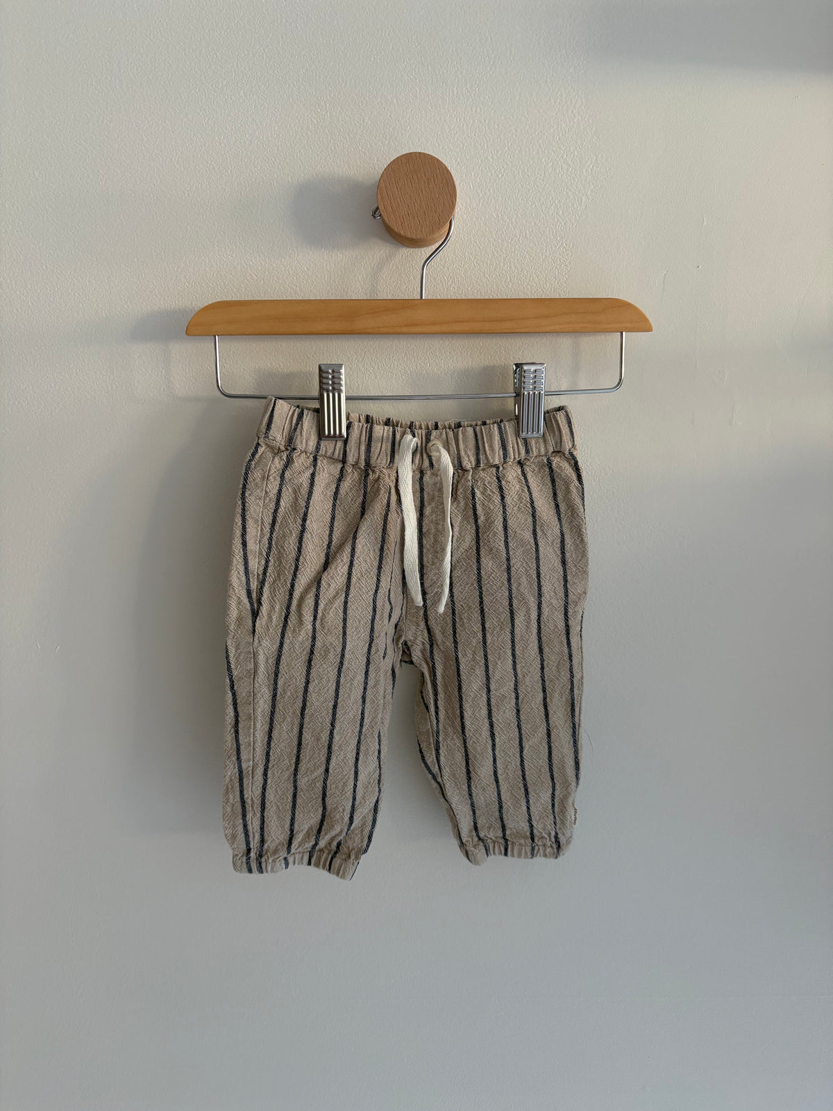 Minymo Pants | Cream and Blue Striped 6M