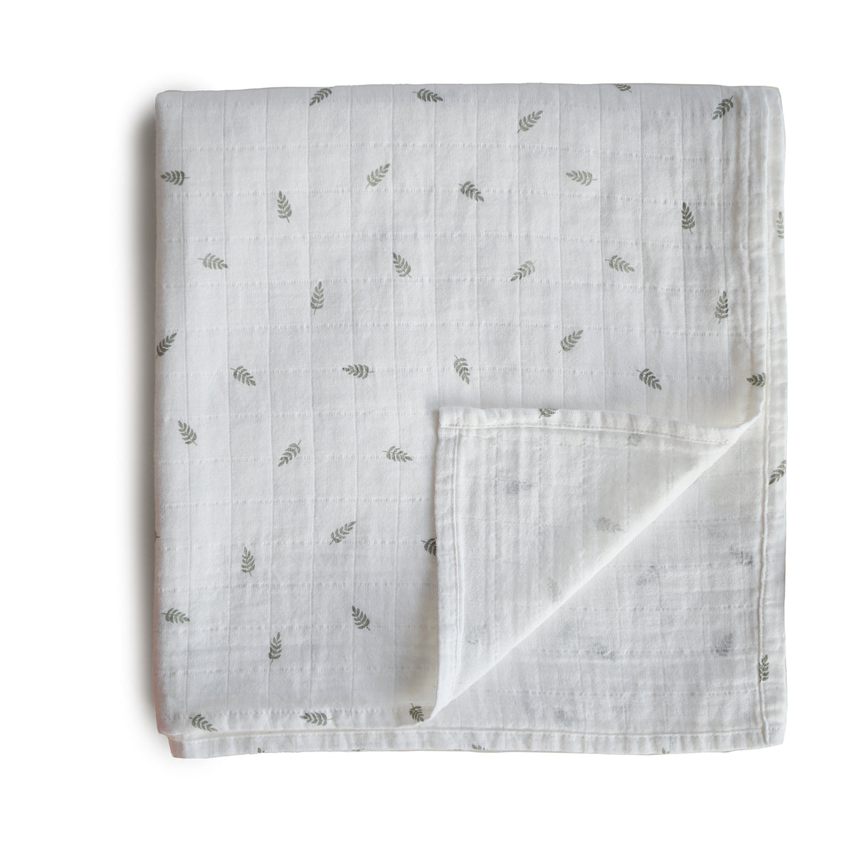 Mushie Organic Cotton Muslin Swaddle Blanket | Leaves