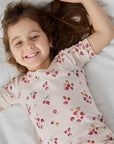 Strawberry Print on Soft Pink Ribbed PJ Set