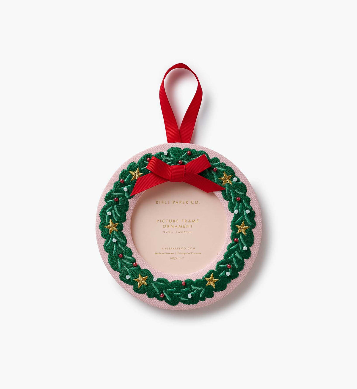 Embroidered Frame Ornament | Christmas Wreath