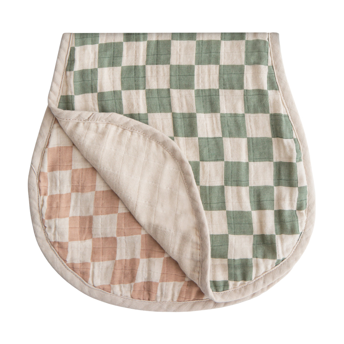 Mushie Muslin Burp Cloth 2-Pack | Olive Check/Natural Check
