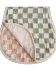 Muslin Burp Cloth Organic Cotton 2-Pack | Olive Check/Natural Check