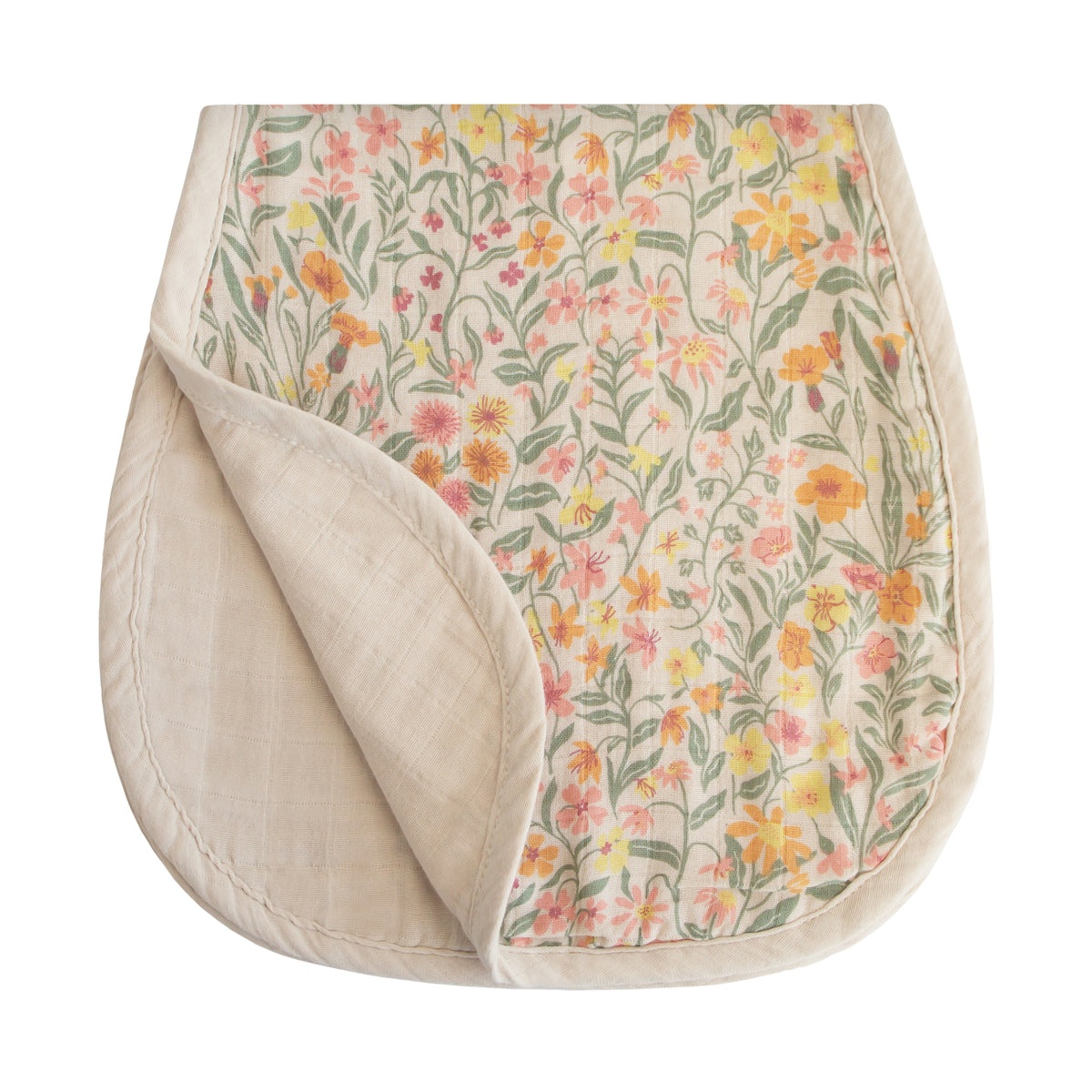 Mushie Muslin Burp Cloth 2-Pack | Pastel Blooms/Fog