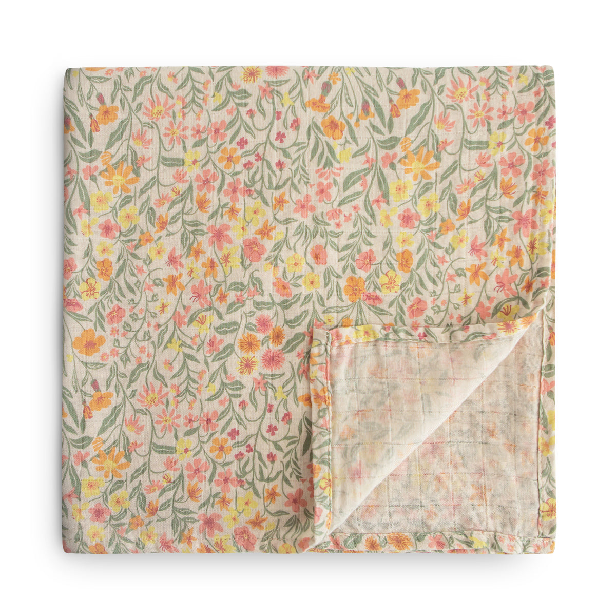 Mushie Muslin Swaddle Blanket | Pastel Flowers