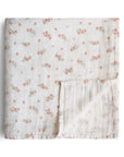 Organic Cotton Muslin Swaddle Blanket | Pink Flowers