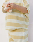 Terry Tee + Pant Set | Yellow Stripe