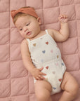 Waffle Cinch Romper || Confetti Hearts