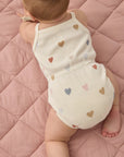Waffle Cinch Romper || Confetti Hearts