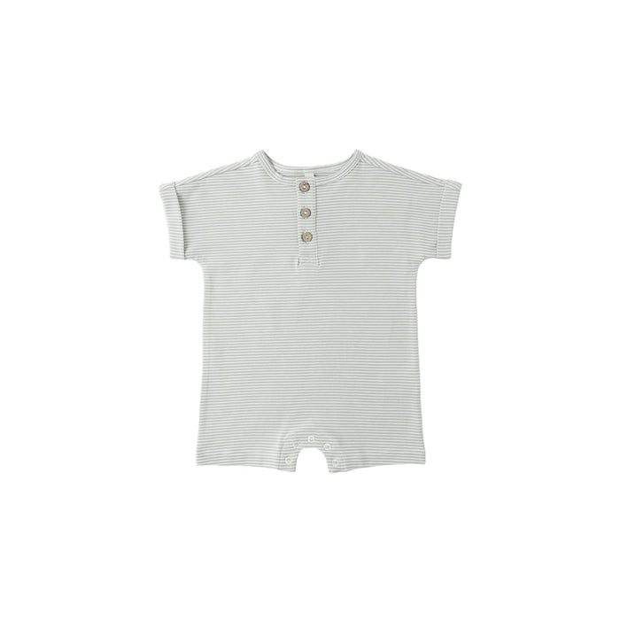 Quincy Mae Short Sleeve One-Piece | Sage Micro Stripe
