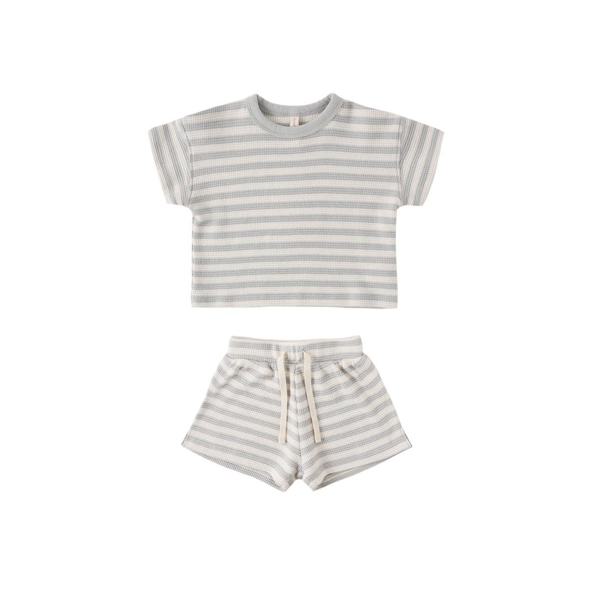 Quincy Mae Waffle Tee & Short Set | Sky Stripe