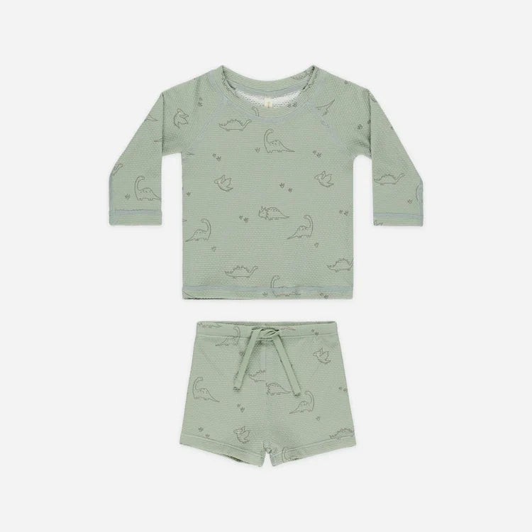 Quincy Mae Finn Rashguard + Short Set | Dino