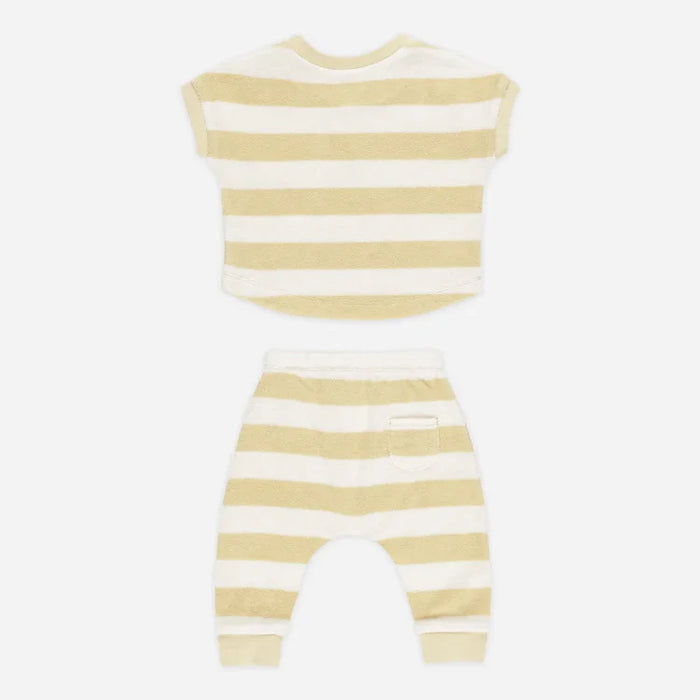 Quincy Mae Terry Tee + Pant Set | Yellow Stripe