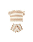 Terry Tee + Short Set || Latte Stripe