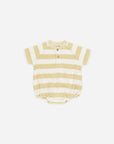 Terry Henley Romper | Yellow Stripe 6-12M