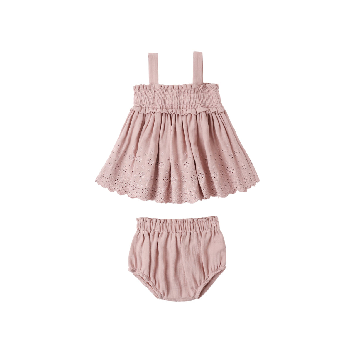Quincy Mae Mae Smocked Top + Bloomer Set | Mauve