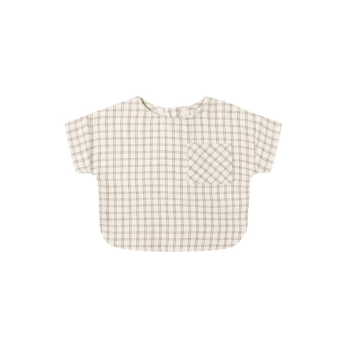 Quincy Mae Woven Boxy Top | Cedar Check