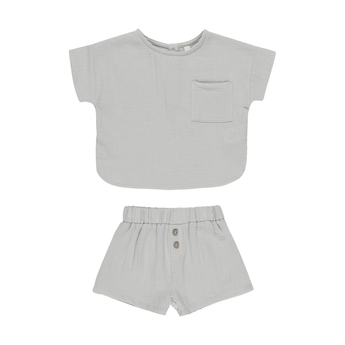 Quincy Mae Woven Boxy Top + Short Set | Sky