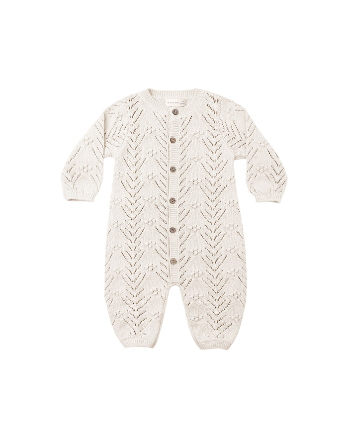 Quincy Mae Long Sleeve Bubble Romper | Heathered Oatmeal