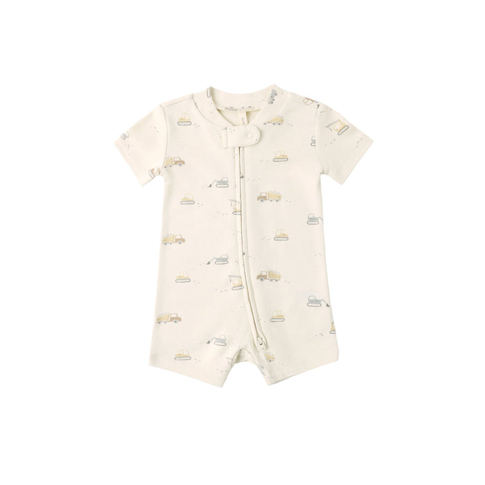 Quincy Mae Zip Short Sleeve Sleeper | Construction Trucks